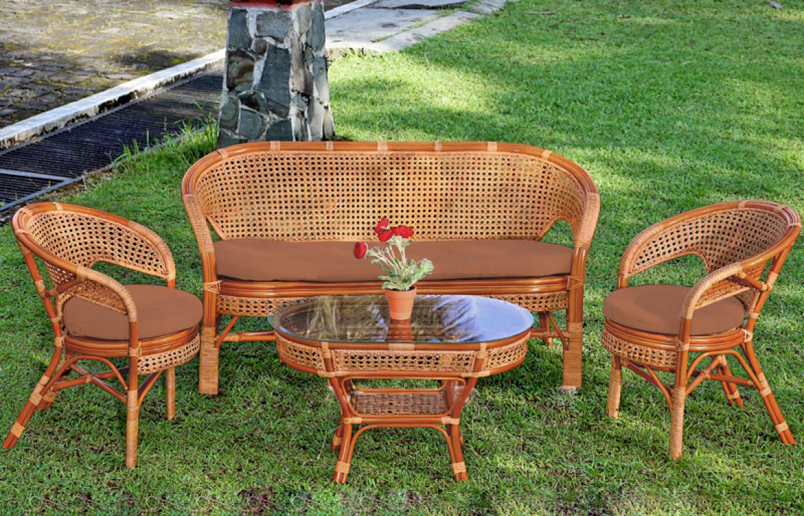 Комплект мебели садовой из ротанга с диваном