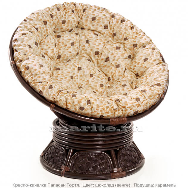 Кресло-качалка вращающееся из натурального ротанга Папасан Тортл (цвет: шоколад) - вид 3 миниатюра