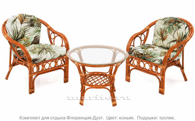 Комплект мебели для террасы из натурального ротанга Флоренция Дуэт (Florence Due) (цвет: коньяк) - вид 7 миниатюра