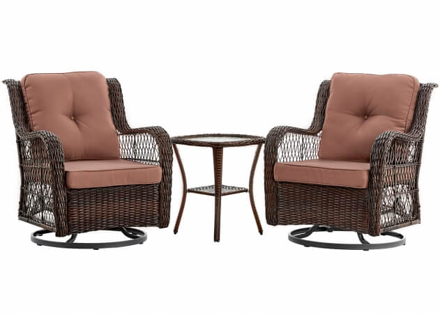 Комплект с вращающимися креслами-качалками из искусственного ротанга Риво Дуэт (Rivo Duet) (цвет: кофе) (подушки: коричневые) - вид 4 миниатюра