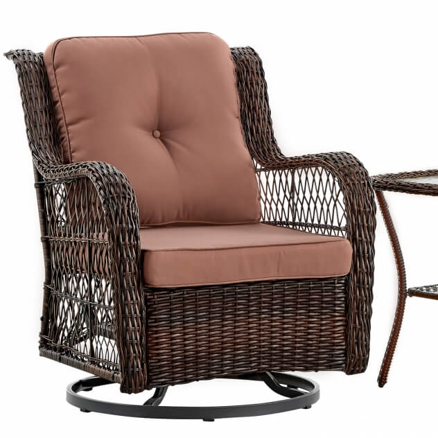 Комплект с вращающимися креслами-качалками из искусственного ротанга Риво Дуэт (Rivo Duet) (цвет: кофе) (подушки: коричневые) - вид 6 миниатюра