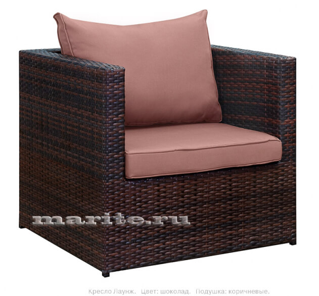 Комплект мебели из искусственного ротанга Лаунж-L (Lounge-L) (цвет: шоколад) (подушки: коричневые) - вид 3 миниатюра