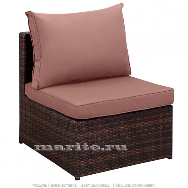 Комплект мебели из искусственного ротанга Лаунж-L (Lounge-L) (цвет: шоколад) (подушки: коричневые) - вид 5 миниатюра