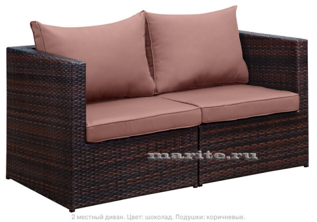 Комплект мебели из искусственного ротанга Лаунж-L (Lounge-L) (цвет: шоколад) (подушки: коричневые) - вид 9 миниатюра