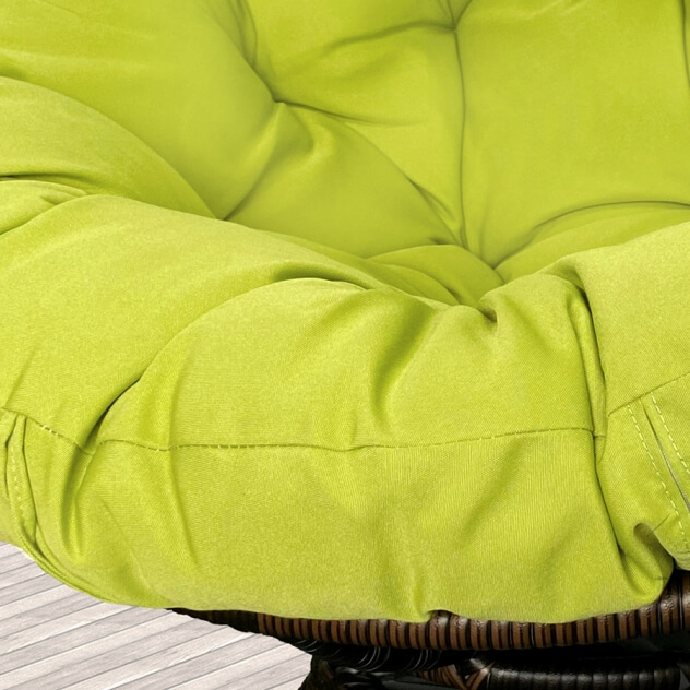 Кресло из искусственного ротанга ПАПАСАН ВРАЩАЮЩИЙСЯ (цвет: коричневый, подушка: лаймовая) - вид 1 миниатюра