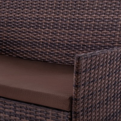 Диван 2-х местный из искусственного ротанга Киото диван-2 (Kioto sofa-2) (цвет: шоколад) (подушка: коричневая) - вид 5 миниатюра