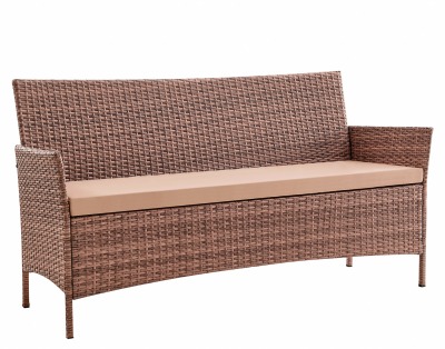 Диван 3-х местный из искусственного ротанга Киото диван-3 (Kioto sofa-3) (цвет: капучино) (подушка: бежевая)