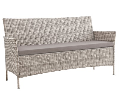 Диван 3-х местный из искусственного ротанга Киото диван-3 (Kioto sofa-3) (цвет: серый) (подушка: серая)