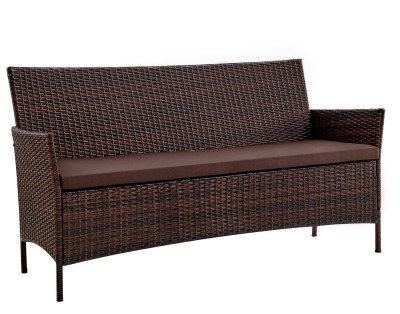 Диван 3-х местный из искусственного ротанга Киото диван-3 (Kioto sofa-3) (цвет: шоколад) (подушка: коричневая)