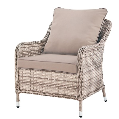 Кресло из искусственного ротанга Монако (Monaco armchair) (цвет: серый) (подушка: серая)
