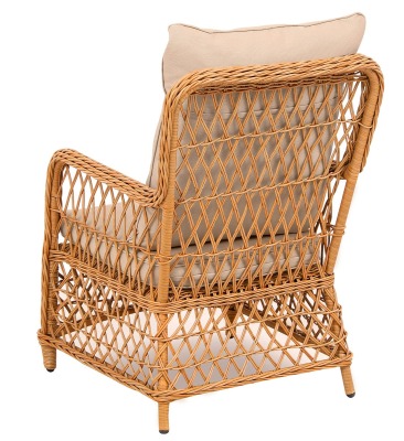 Кресло из искусственного ротанга Мелия (Melia armchair) (цвет: карамель) (подушка: бежевая) - вид 1 миниатюра