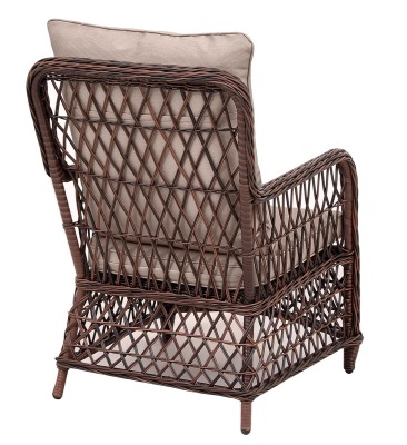 Кресло из искусственного ротанга Мелия (Melia armchair) (цвет: кофе) (подушка: бежевая) - вид 1 миниатюра